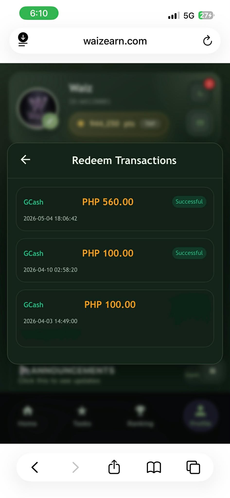 Redeem transaction example